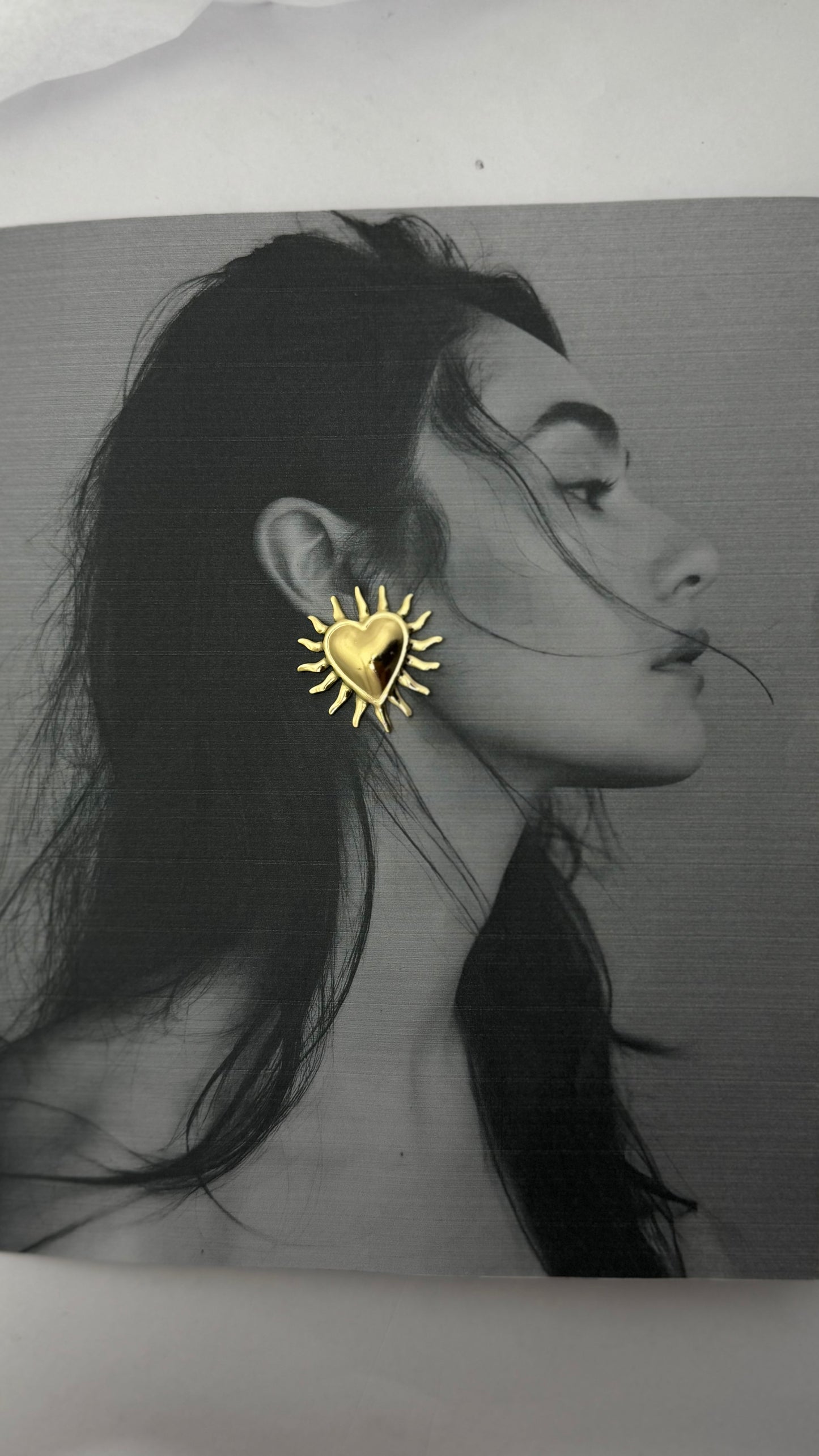 Golden Heart Burst Studs