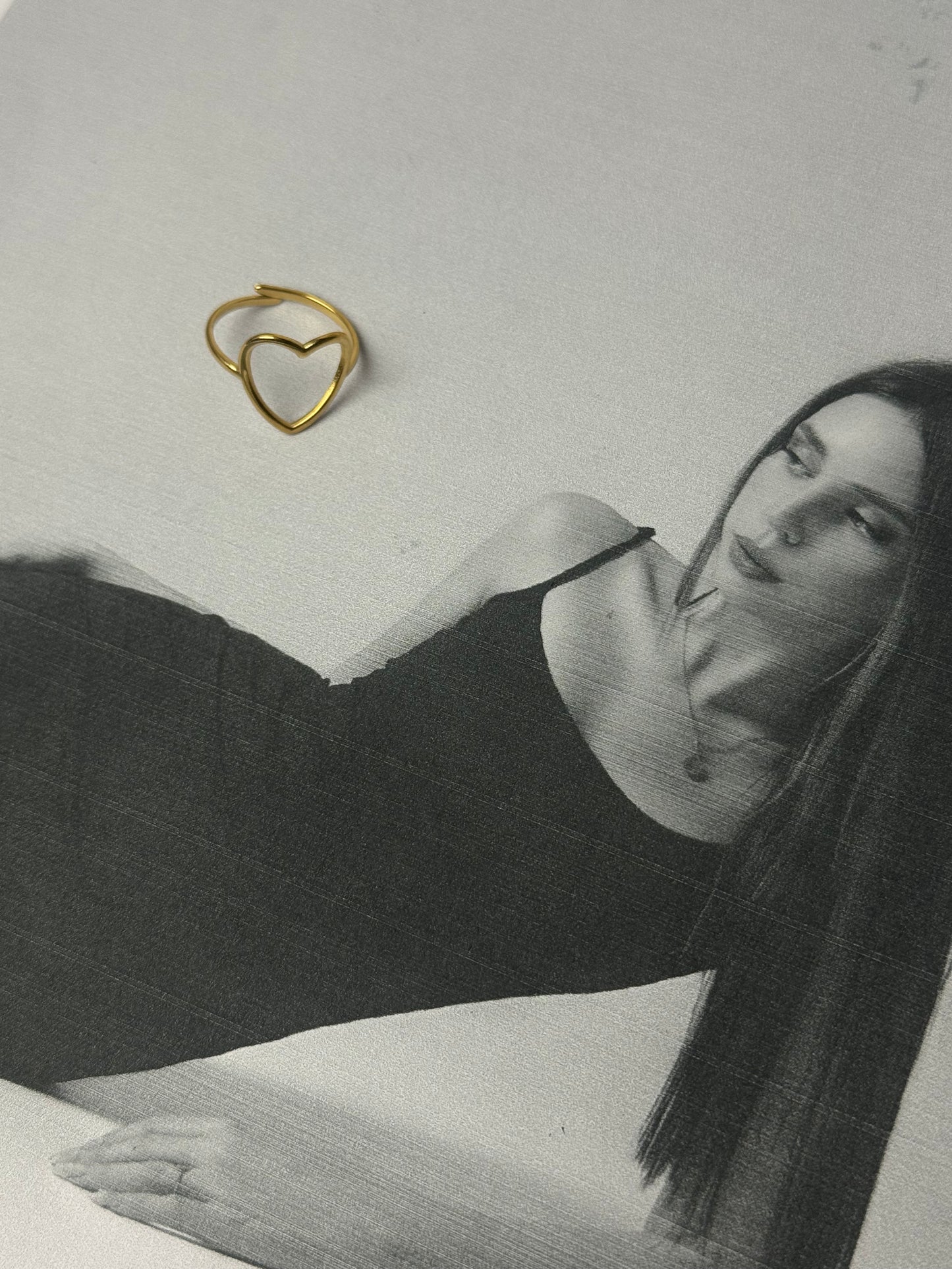 Dainty Open Heart Ring - Waterproof Gold Stainless Steel Minimalist Jewelry