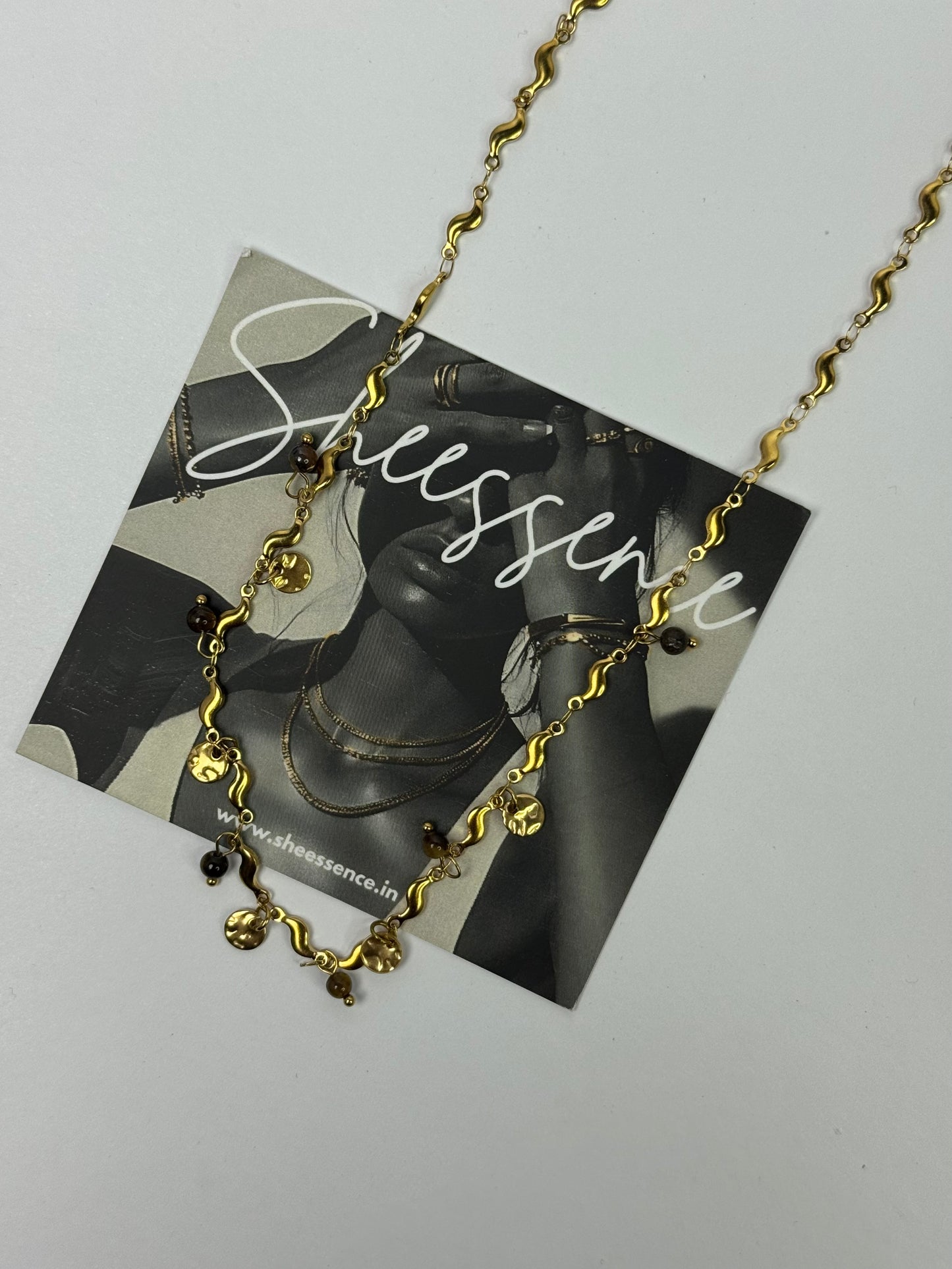 Boho Wavy Link Gold Necklace | 18k Gold Plated Stainless Steel