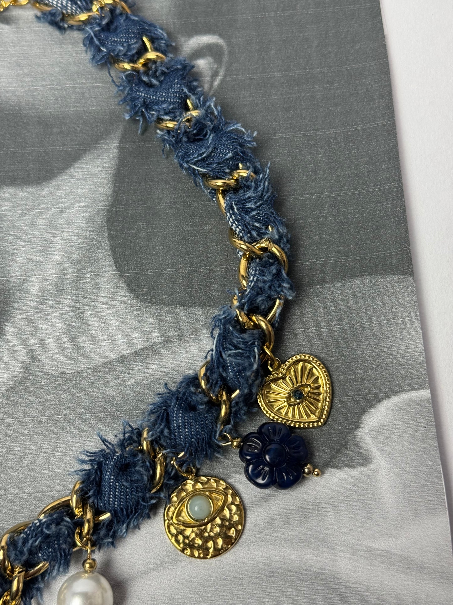 Evil Eye Statement Denim Necklace | 18k Gold Plated & Tarnish-Free