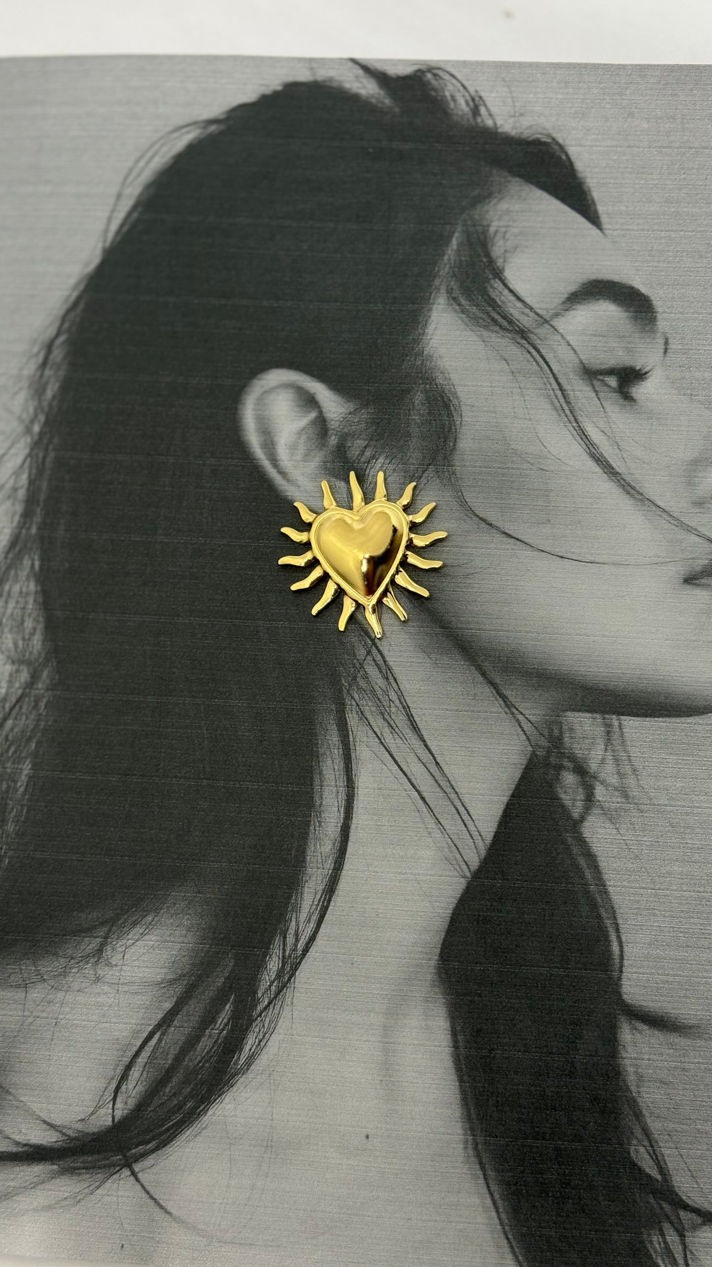 Golden Heart Burst Studs