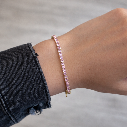 Sweetheart Minimalist Gold Tennis Bracelet | Waterproof Stainless Steel