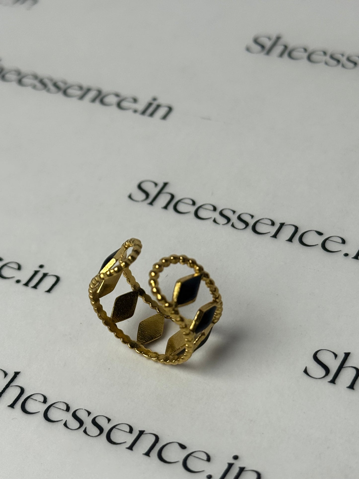 Gold Black Enamel ring – Waterproof 304 Stainless Steel