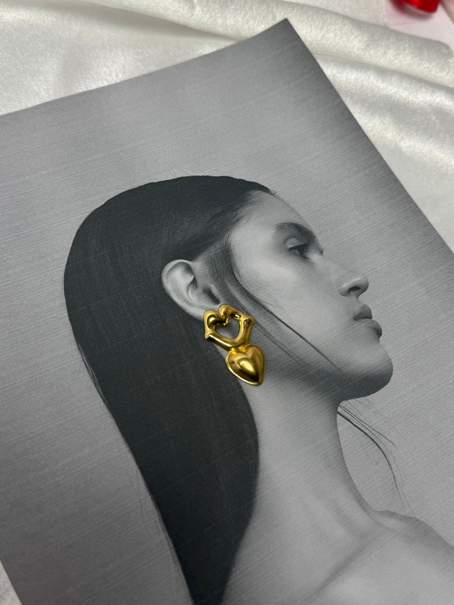 18K Gold Plated Heart-to-Heart Drop Earrings Sheessence