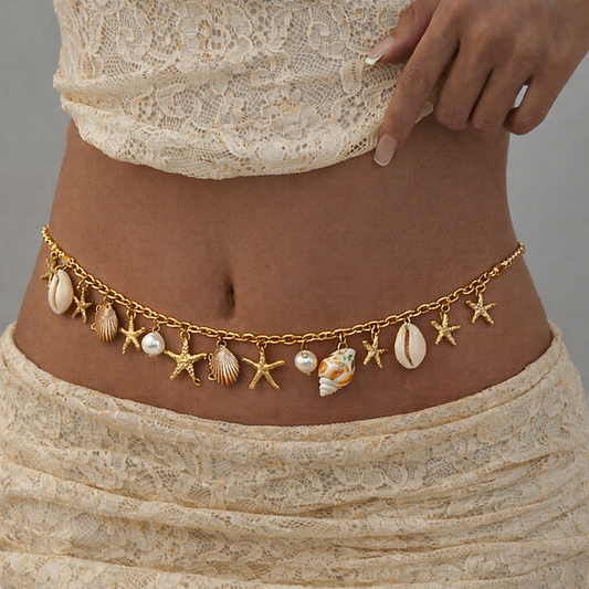 Boho Gold shell waist chain-Sheessence