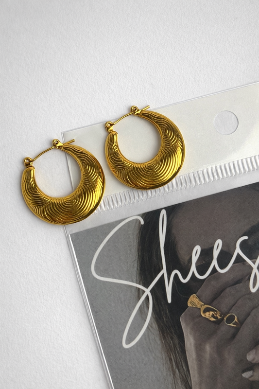 The Ridge Hoops | Minimalist Engraved Gold Hoops