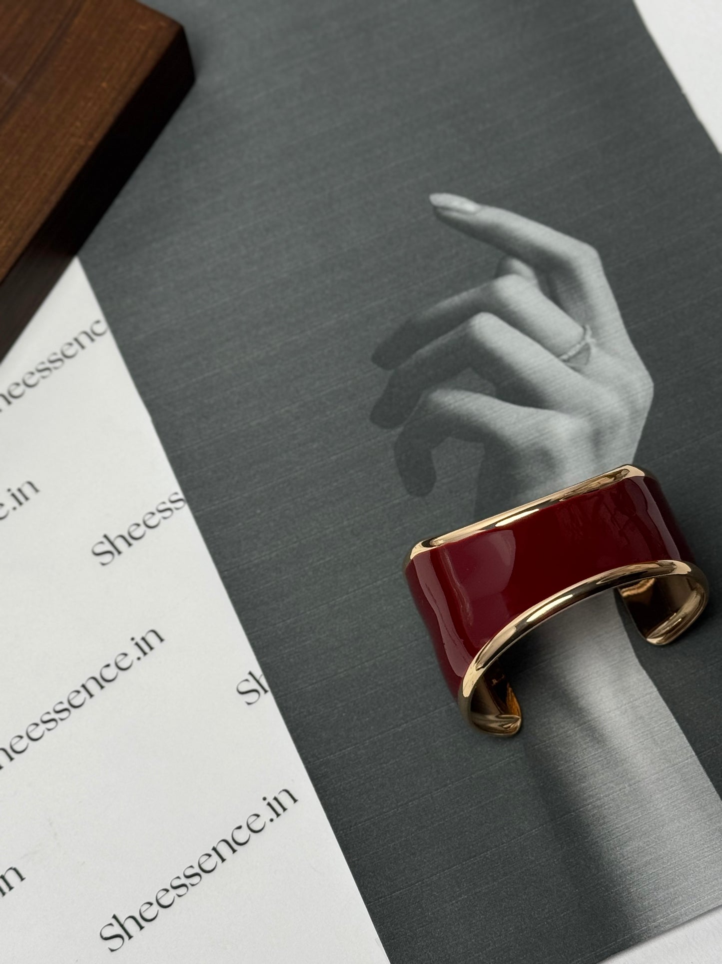 18K Gold Plated Maroon Enamel Drip by Sheessence