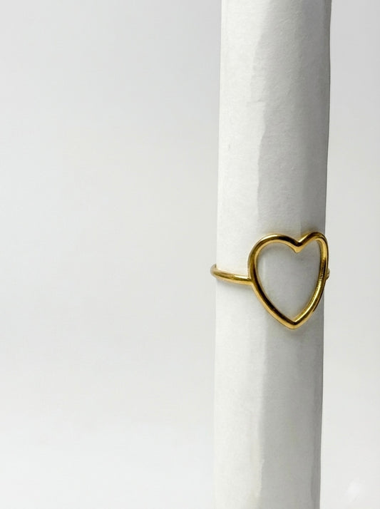 Dainty Open Heart Ring - Waterproof Gold Stainless Steel Minimalist Jewelry