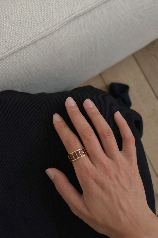 Red Stripe Minimalist Ring- sheessence