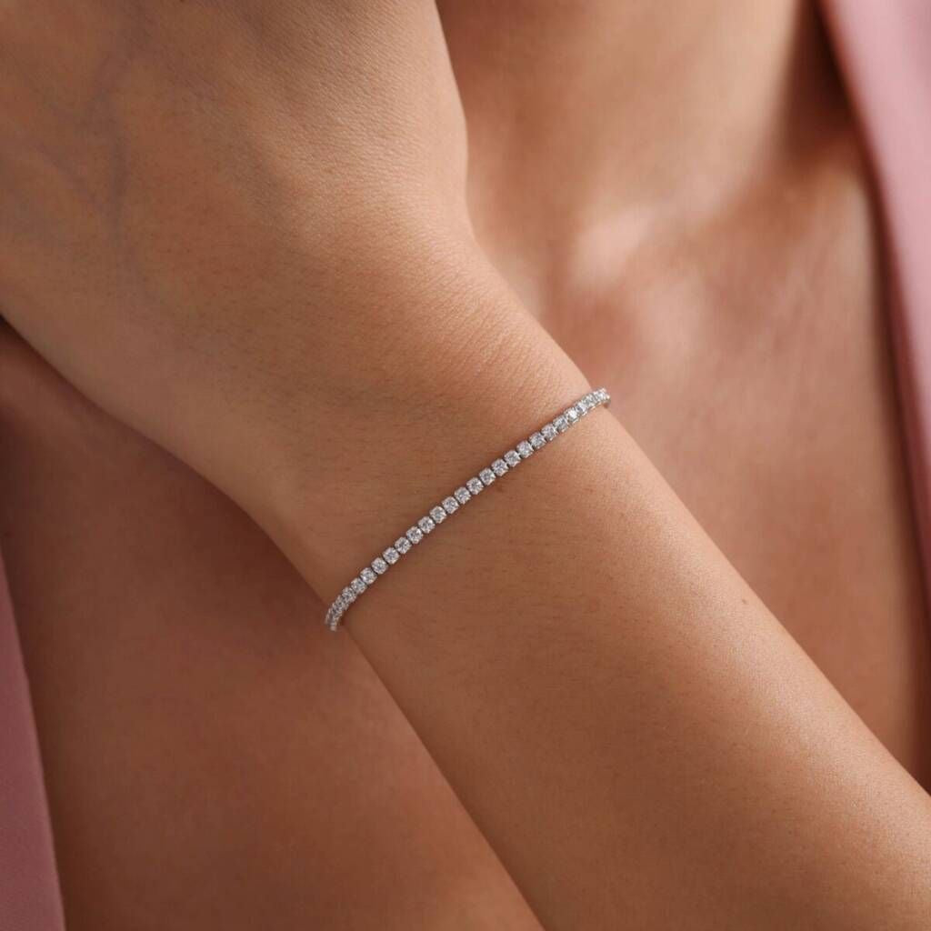 Classic Tennis Bracelet in Polished 304 Steel - Hypoallergenic & Waterproof