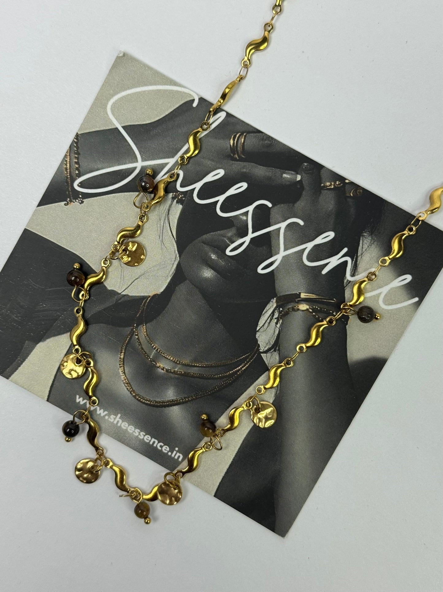 Boho Wavy Link Gold Necklace | 18k Gold Plated Stainless Steel