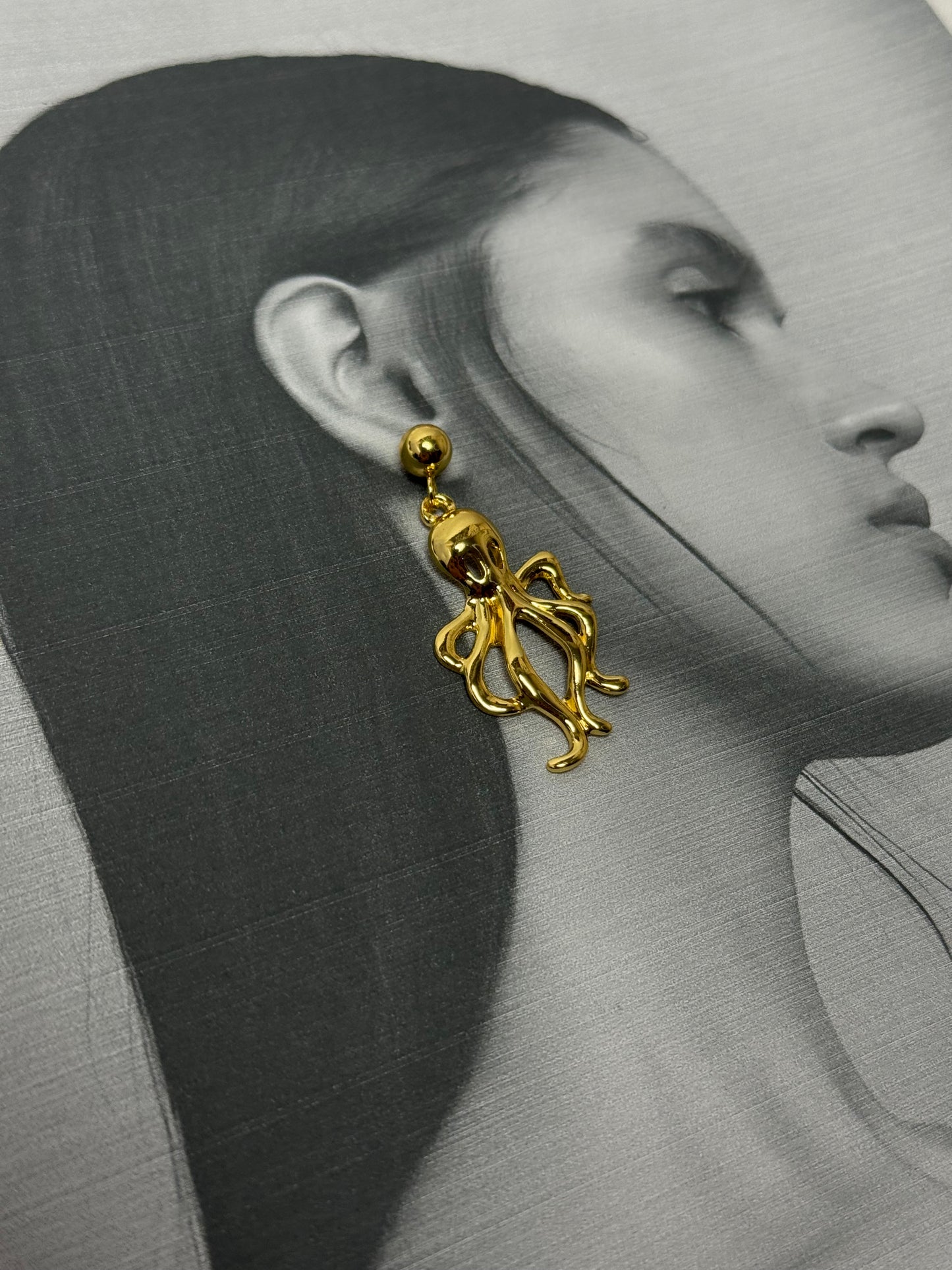 18K Gold Plated Octopus Drop Earrings for Women