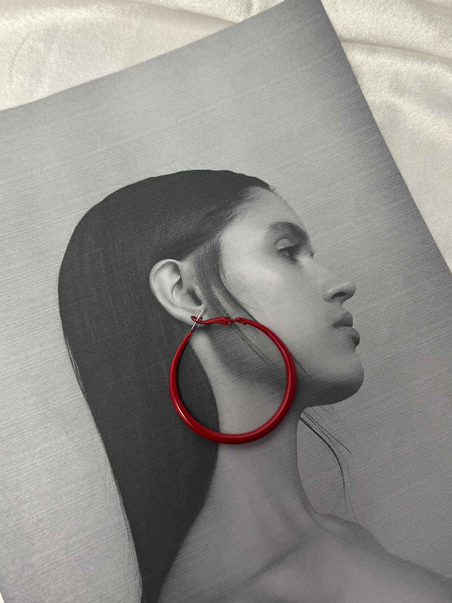 Oil Red Minimalist Hoops -Sheessence