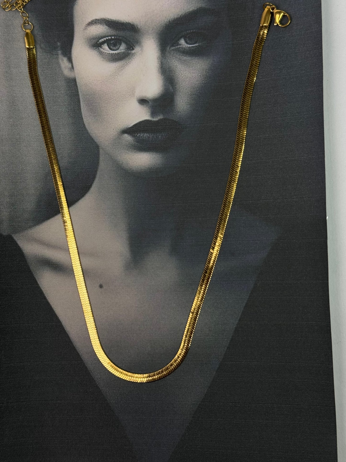 18K old Herringbone Flat snake chain -Sheessence