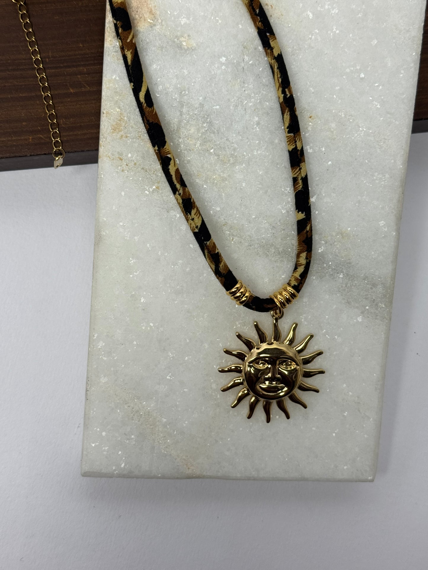 Solar babe choker- Stainless steel pendant leopard choker necklace -Sheessence