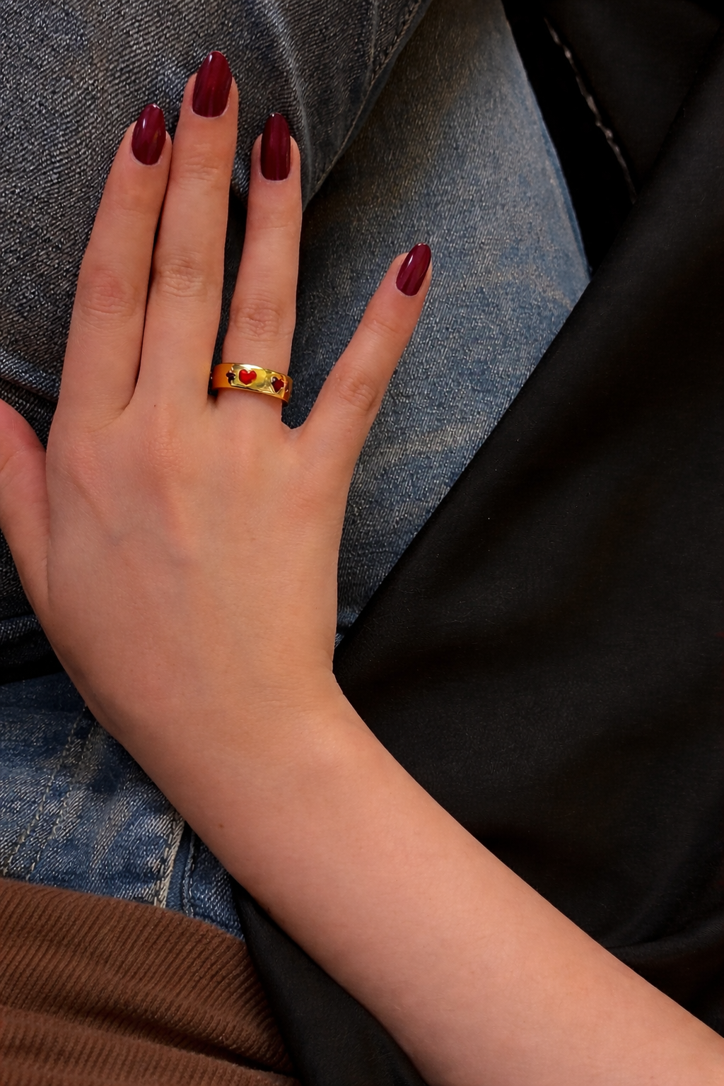 The Lover’s Era Heart Ring - 18k Gold Plated Red Enamel Band - Tarnish Free Aesthetic Jewelry