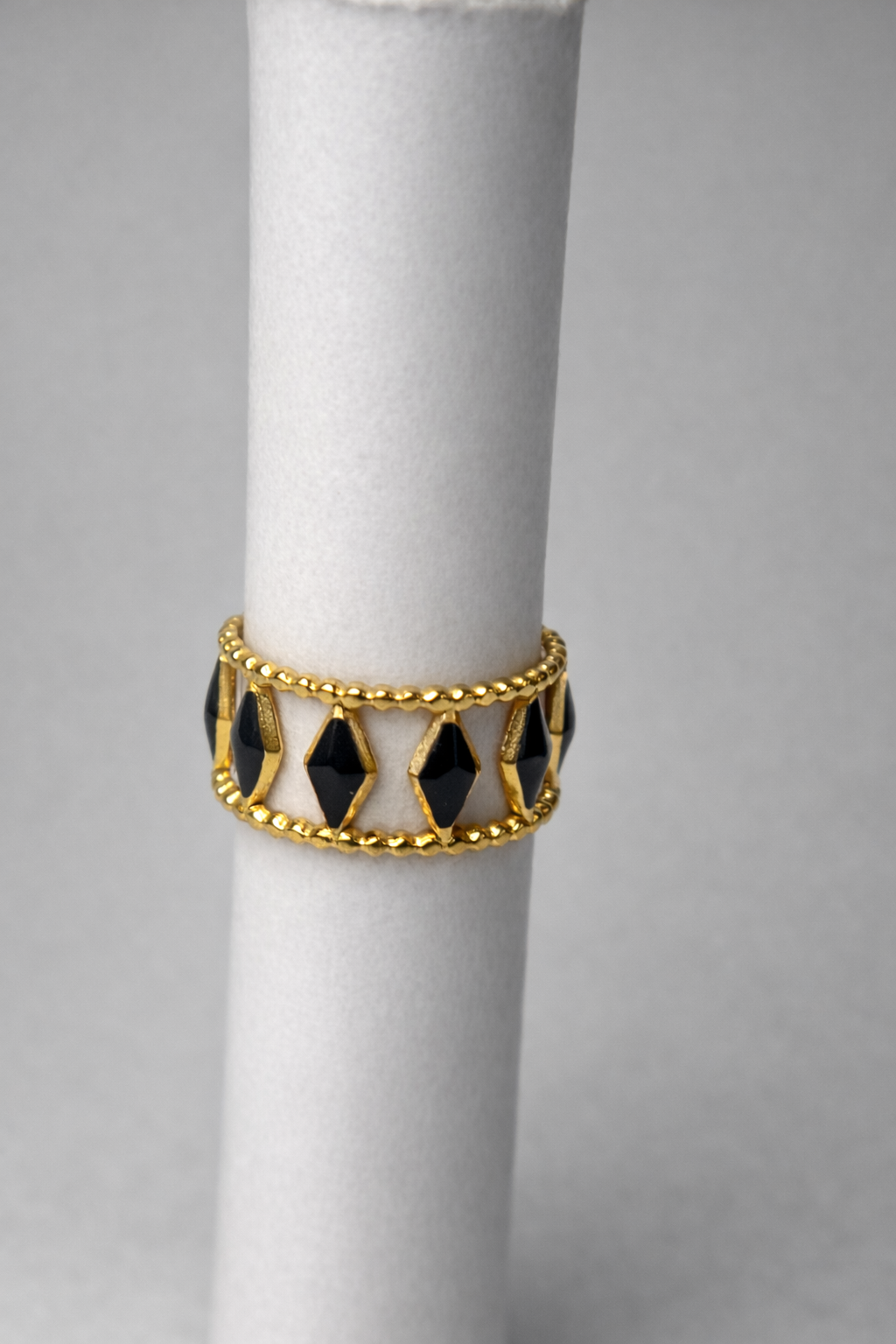 Gold Black Enamel ring – Waterproof 304 Stainless Steel