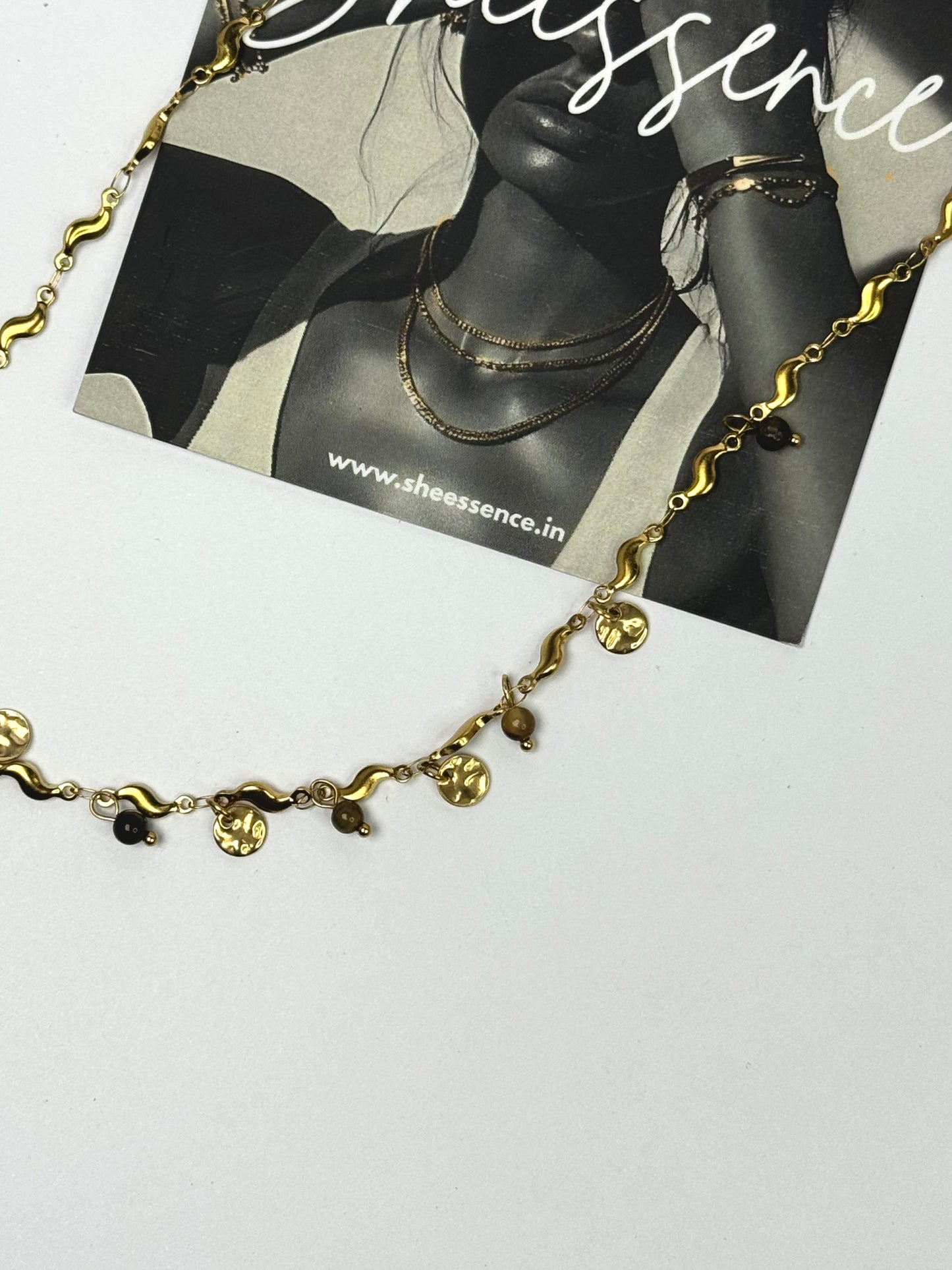 Boho Wavy Link Gold Necklace | 18k Gold Plated Stainless Steel