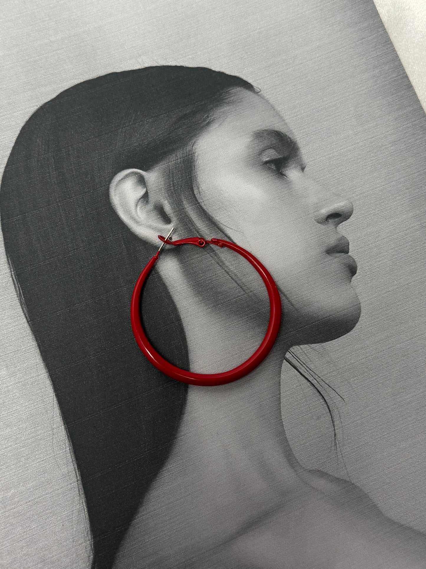 Oil Red Minimalist Hoops -Sheessence