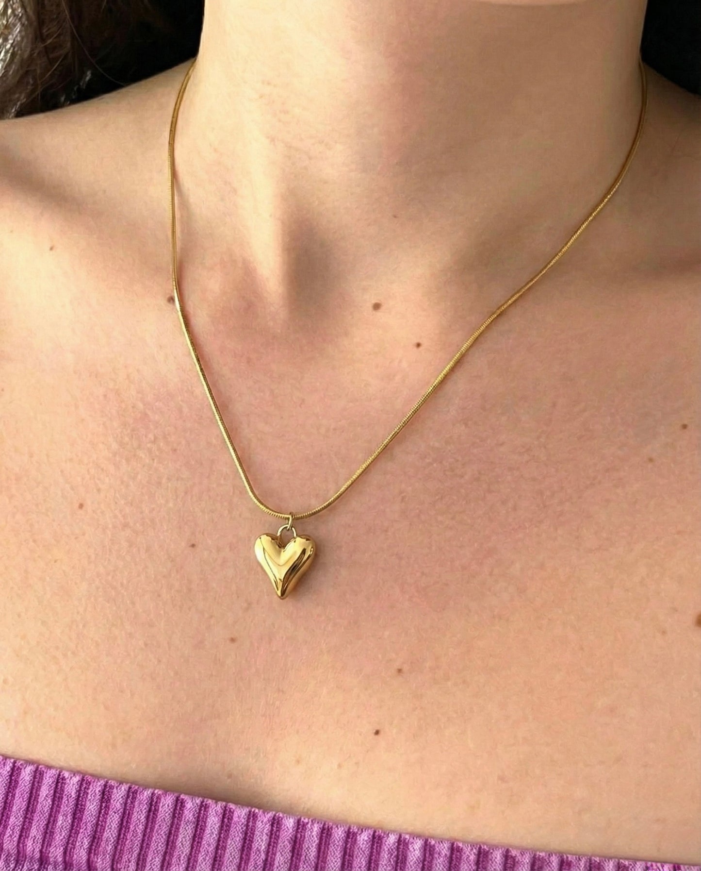 Minimalist Gold Heart Necklace | Waterproof Stainless Steel