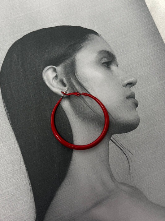 Oil Red Minimalist Hoops -Sheessence