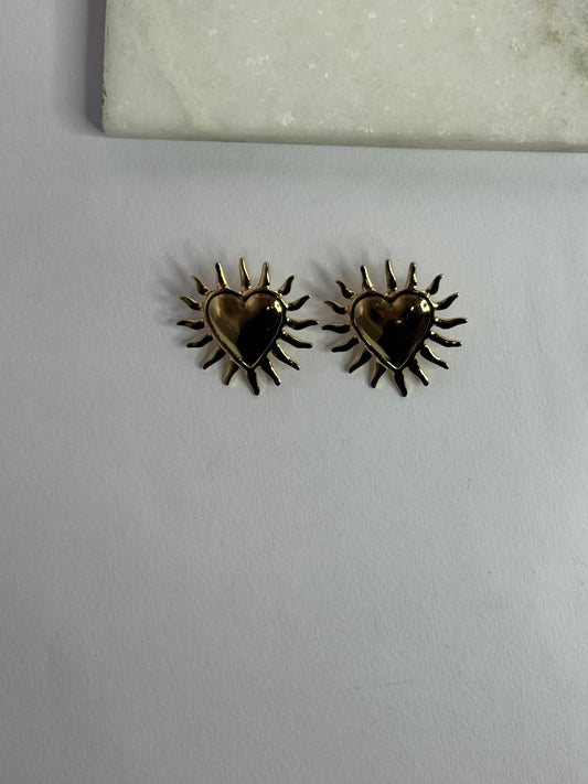 Golden Heart Burst Studs