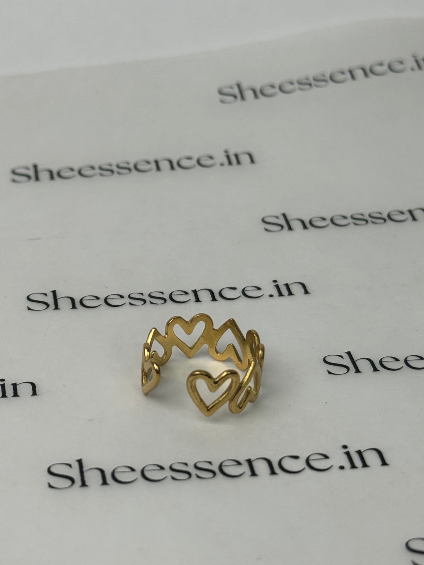 Mini Hearts Ring -18k Gold Plated Waterproof Stainless Steel Statement Band