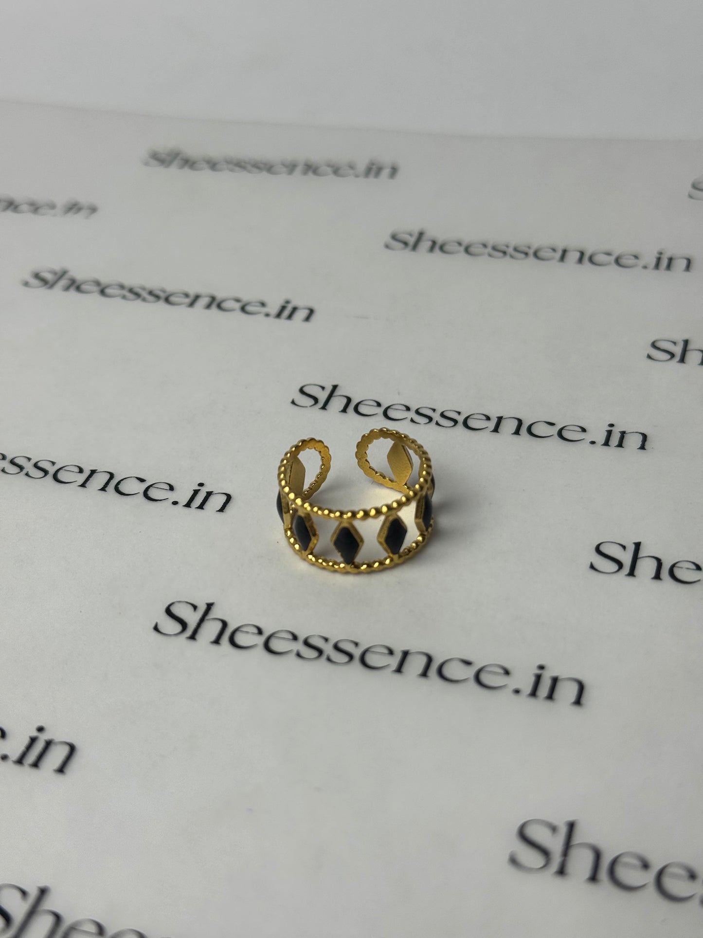 Gold Black Enamel ring – Waterproof 304 Stainless Steel