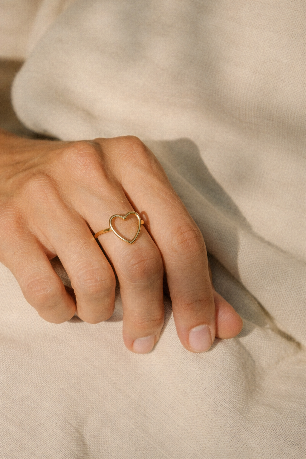 Dainty Open Heart Ring - Waterproof Gold Stainless Steel Minimalist Jewelry