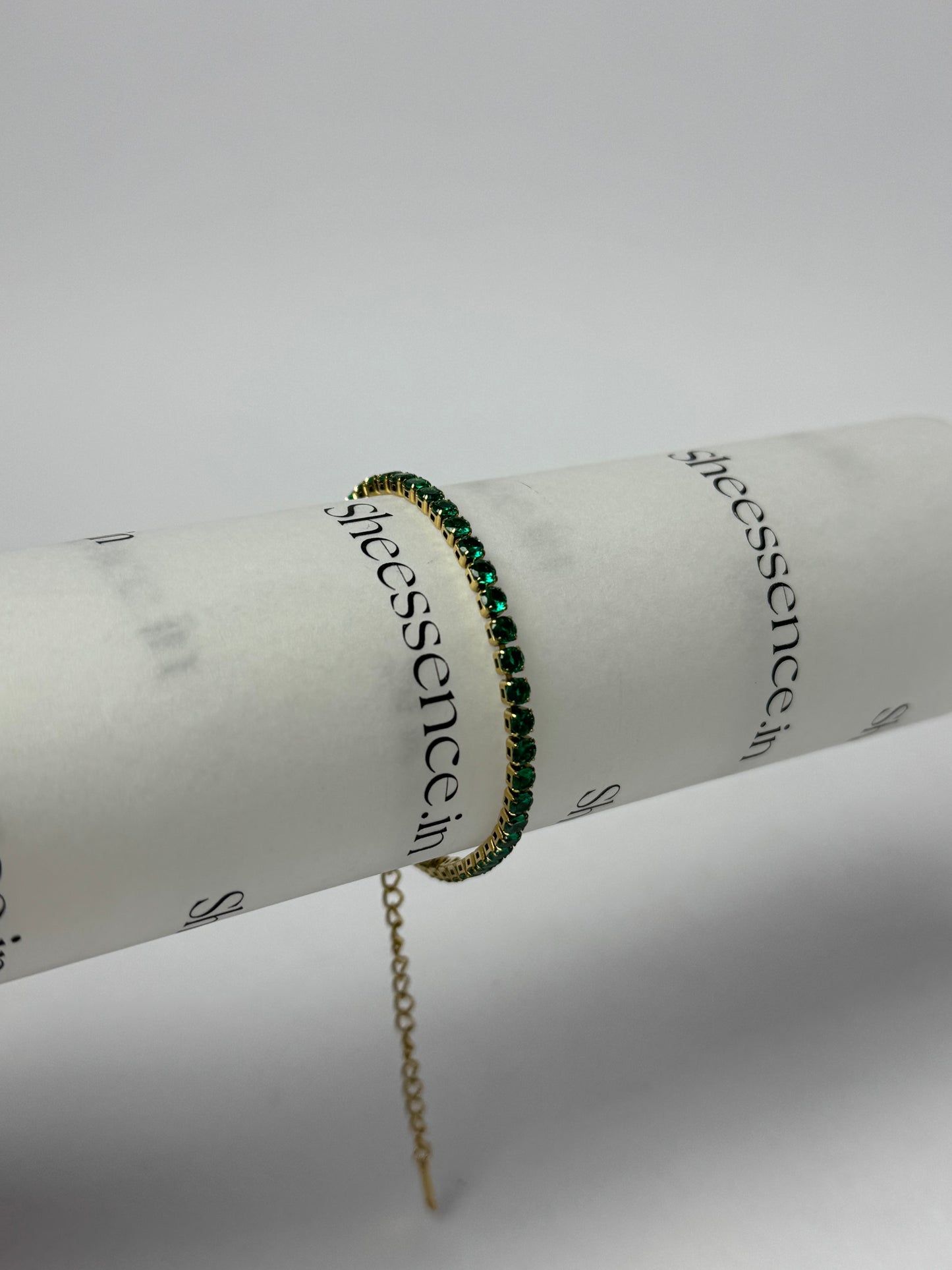 Emerald & Diamond Tennis Bracelet | Waterproof 316L Stainless Steel