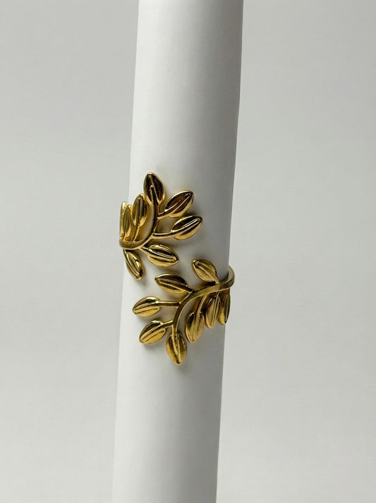 The Gaia Leaf Wrap Ring – Waterproof 18k Gold Plated 304 Stainless Steel