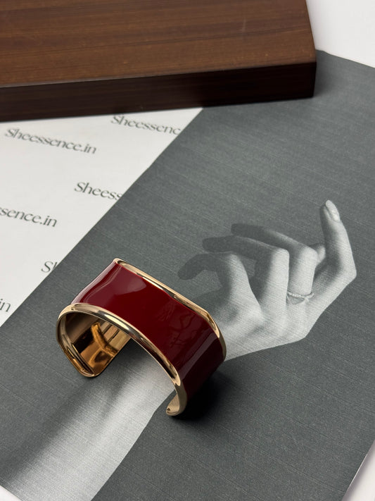 18K Gold Plated Maroon Enamel Drip by Sheessence