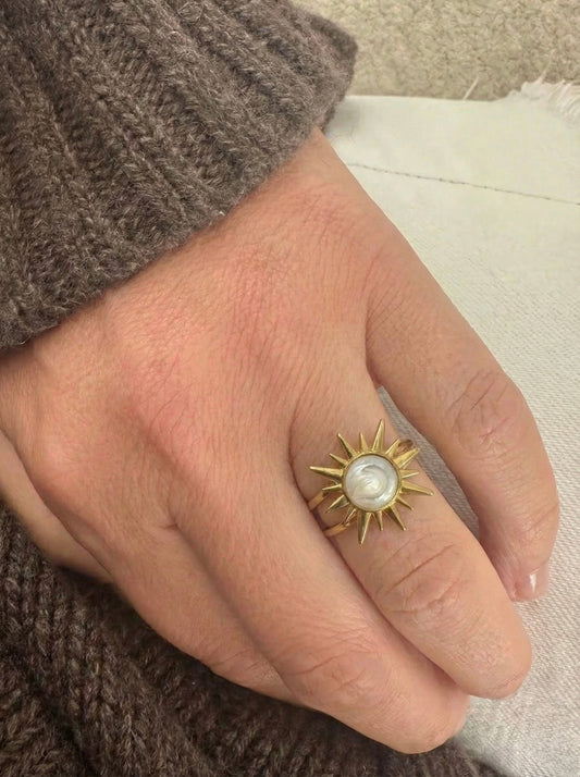 Celestial Sunburst Ring – 18k Gold Plated 304 Stainless Steel