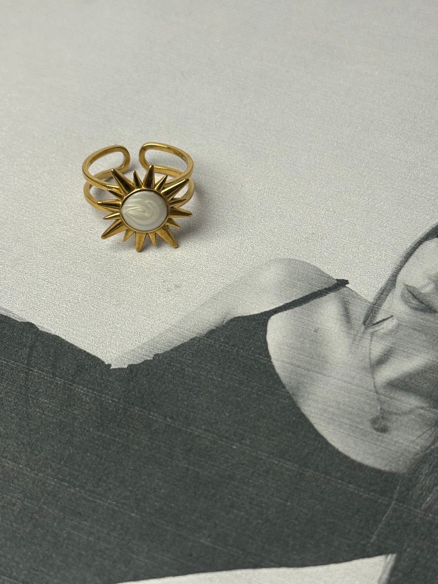 Celestial Sunburst Ring – 18k Gold Plated 304 Stainless Steel