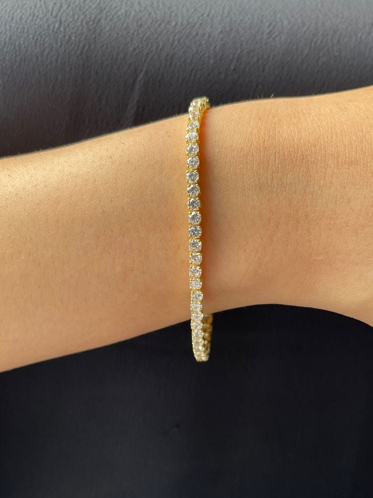 Classic Gold Tennis Bracelet in Titanium Steel - Tarnish-Proof & Waterproof - 18K Gold Plated Luxury