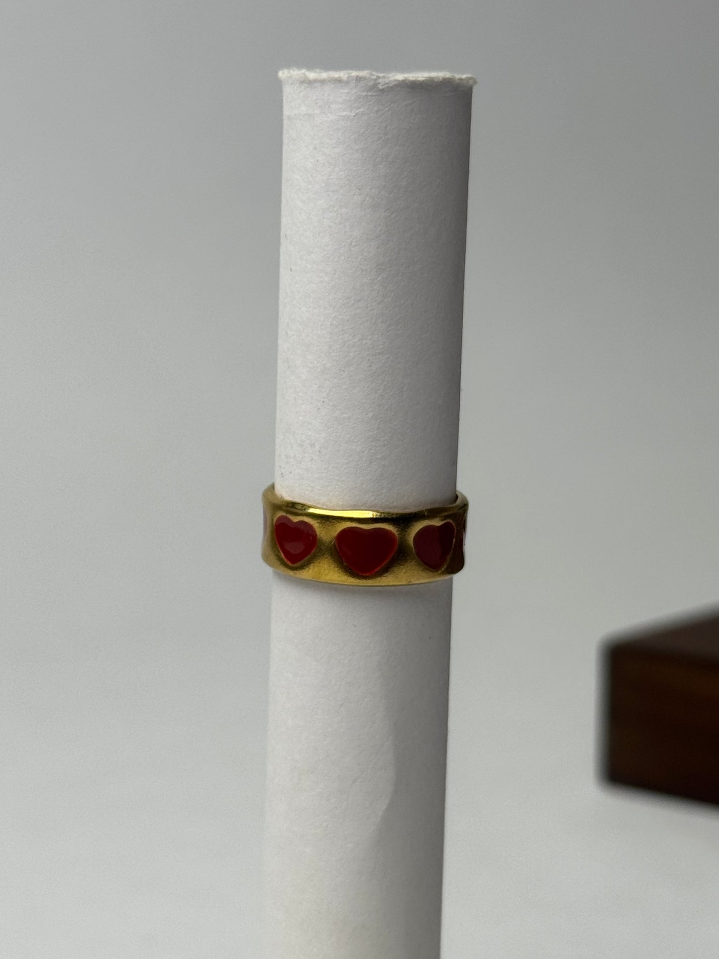 The Lover’s Era Heart Ring - 18k Gold Plated Red Enamel Band - Tarnish Free Aesthetic Jewelry