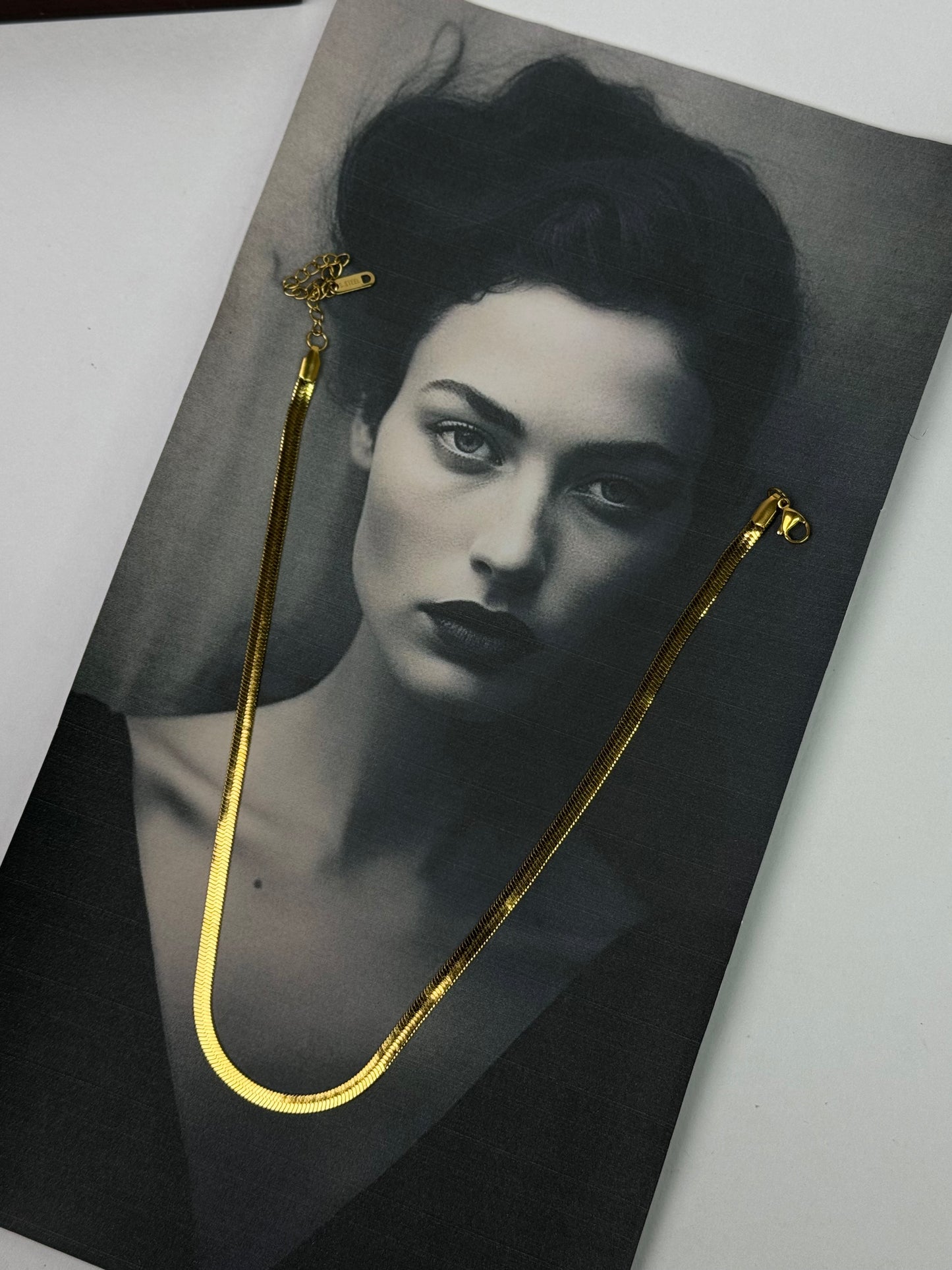 18K old Herringbone Flat snake chain -Sheessence