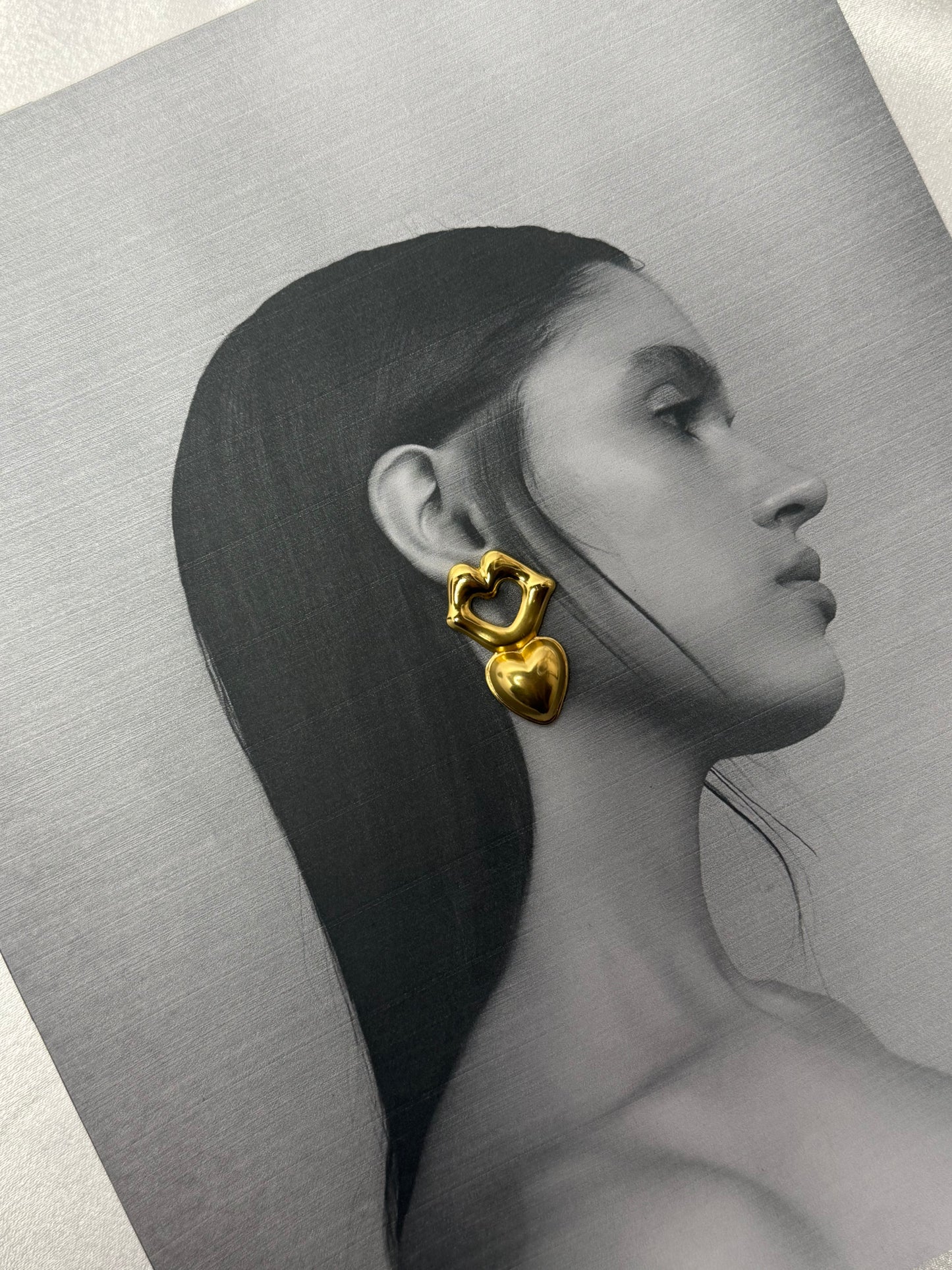 18K Gold Plated Heart-to-Heart Drop Earrings Sheessence