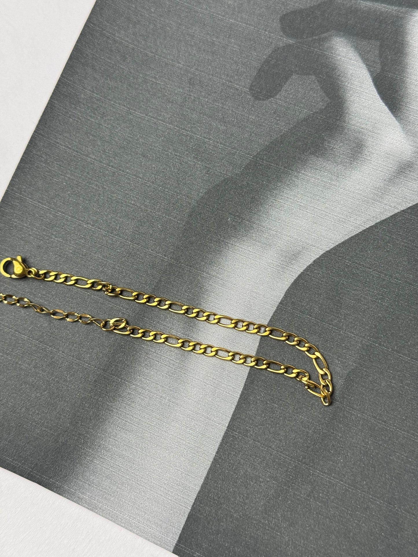 18K Gold Plated Figaro Chain Bracelet – Stainless Steel