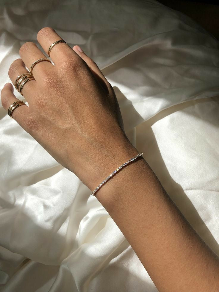 Classic Tennis Bracelet in Polished 304 Steel - Hypoallergenic & Waterproof