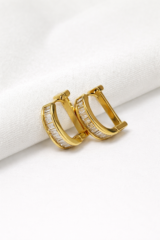 Baguette Huggie Hoop Earrings -Sheessence