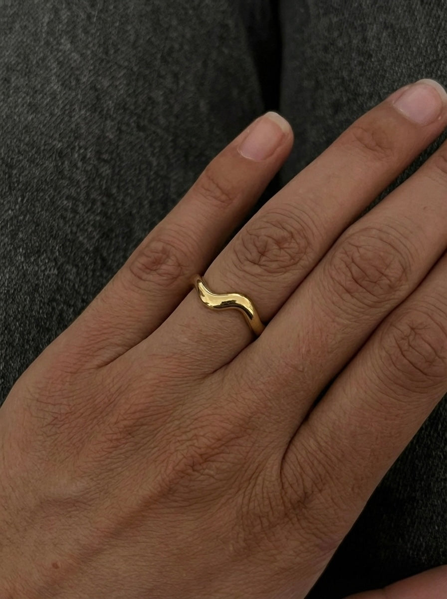 Liquid Gold Sculptural Ring - 18k Gold Plated Waterproof Statement Ring